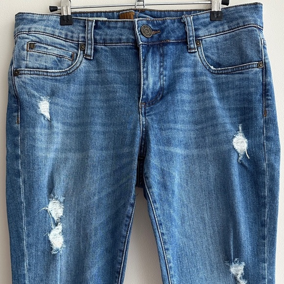 Kut from the Kloth Katy Boyfriend Distressed Blue Denim Jeans, Size 6 - Picture 2 of 16
